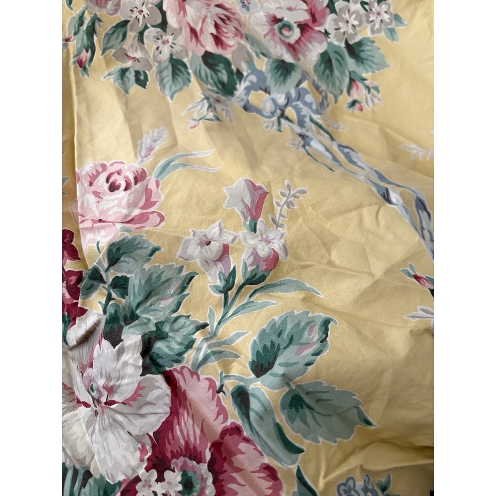 VTG Ralph Lauren Twin Fitted Sheet Evelyn Yellow Floral Cottage Core